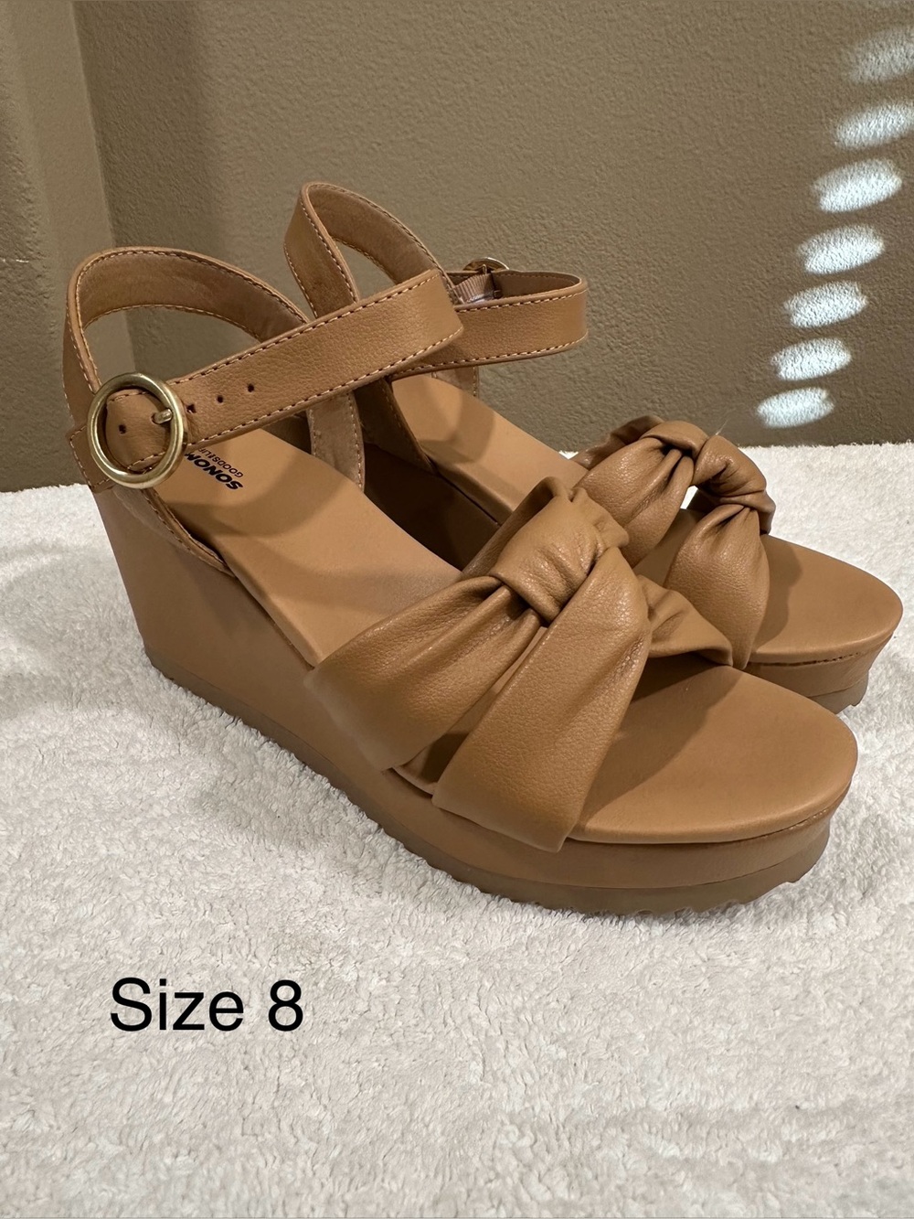 Women’s Tan Wedge Sandals with Knot Detail Sonoma